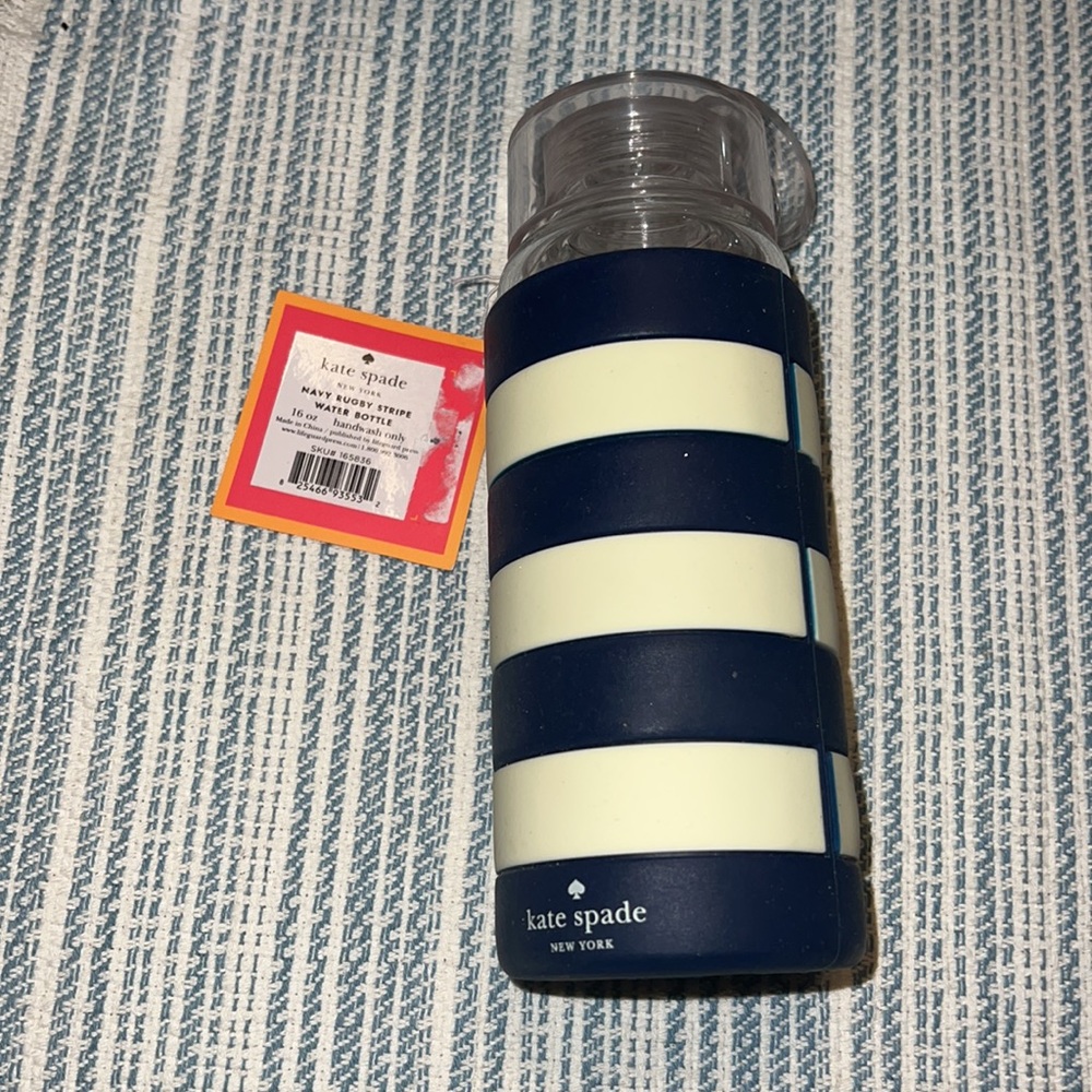 HP! 🎉 Kate spade 16oz Navy rugby stripe water bottle - Picture 3 of 5